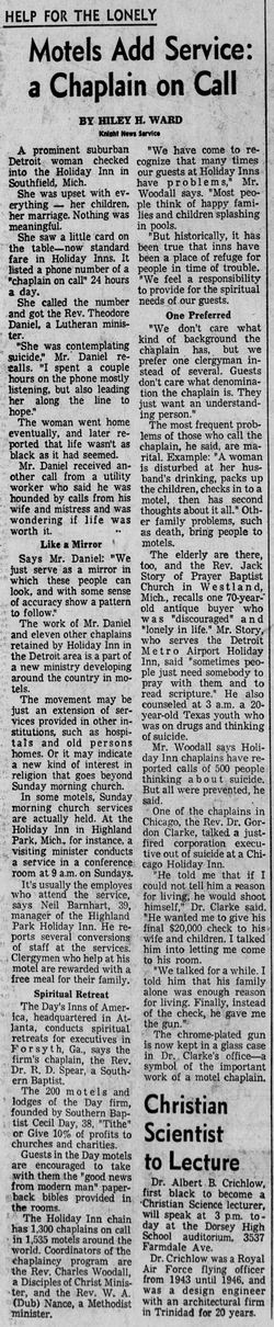 Holiday Inn - Southfield (Radisson Hotel Southfield-Detroit) - 1973 Article - You Had A Bible In The Night Stand Drawer And A Chaplain On Call (newer photo)